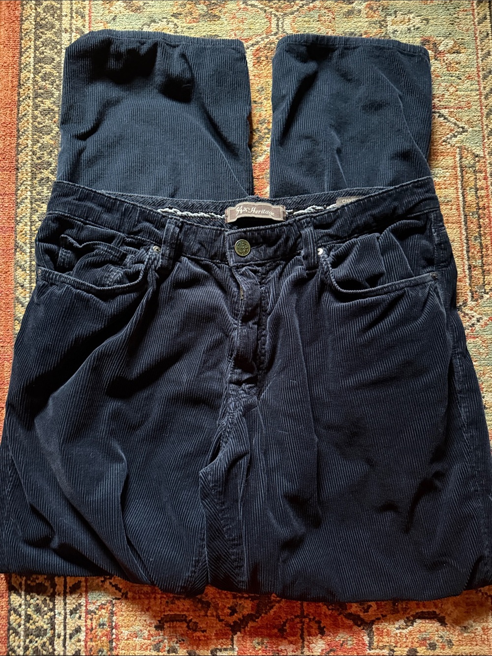 Relaxed Corduroy Pants for Men in Dark Navy